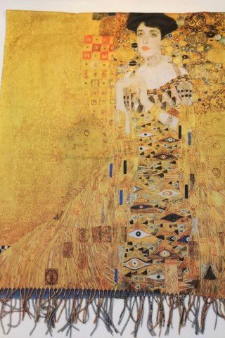 Esarfa din casmir cu imprimeu dupa portretul Adelei de Gustav Klimt