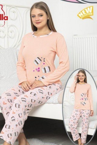 Pijama roz din bumbac cu inimioare