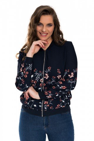 Bluzon bleumarin cu print floral