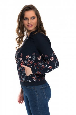 Bluzon bleumarin cu print floral