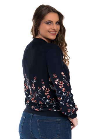 Bluzon bleumarin cu print floral