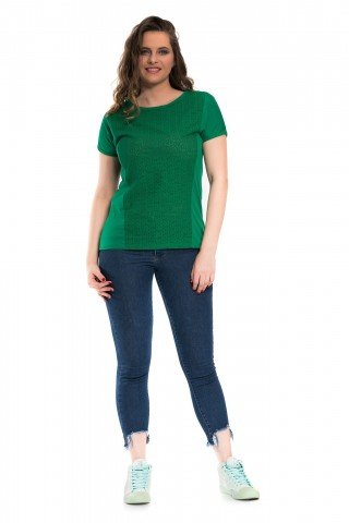 Bluza verde cu broderie sparta