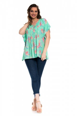 Bluza vedre cu piluri si print floral