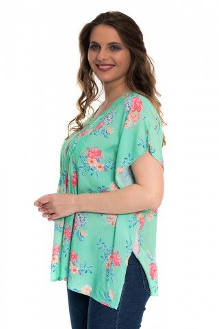 Bluza vedre cu piluri si print floral