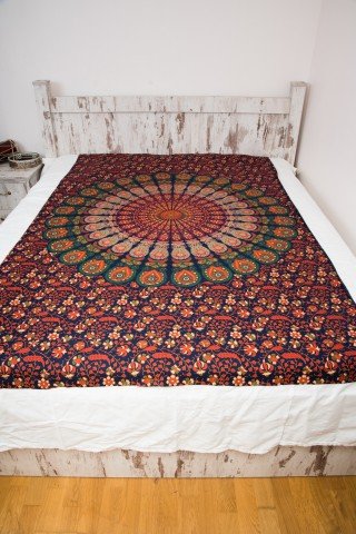 Cuvertura single bleumarin Mandala