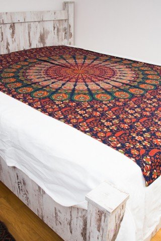 Cuvertura single bleumarin Mandala