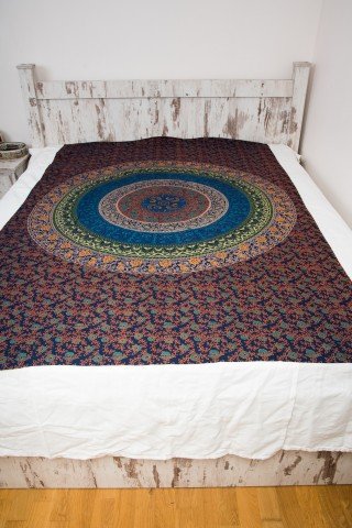 Cuvertura single bleumarin Mandala cerc