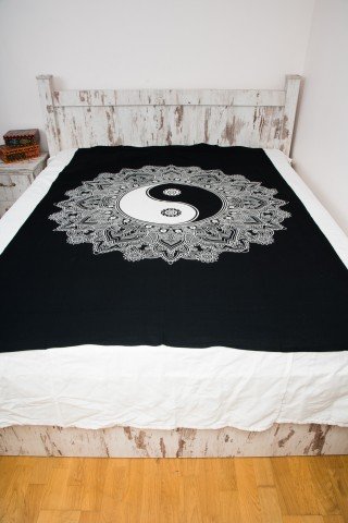 Cuvertura neagra single Yin Yang