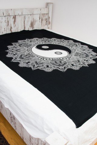 Cuvertura neagra single Yin Yang