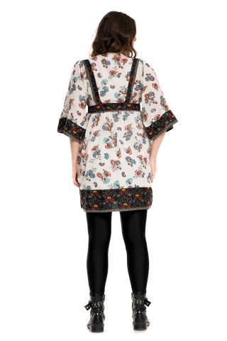 Tunica neagra cu print floral clopot