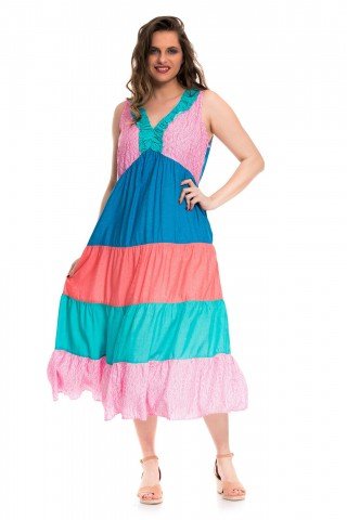 Rochie multicolora cu volane Spring