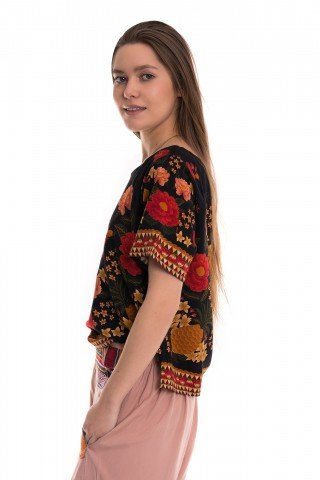 Bluza neagra cu print floral Havana