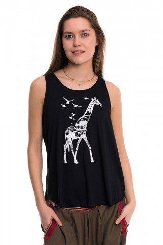 Maiou negru cu print Wild Giraffe