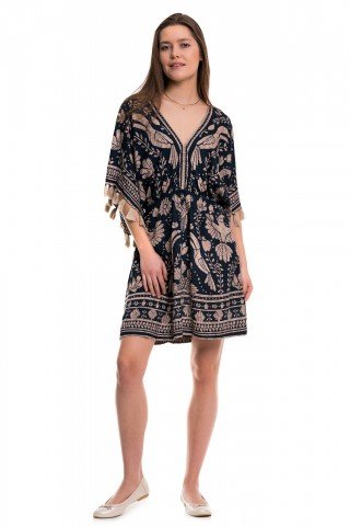 Rochie kimono bleumarin fara ciucuri