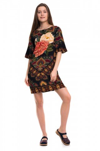 Rochie scurta multicolora Japanese Rose