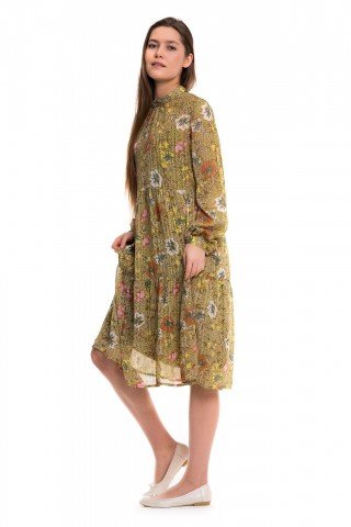 Rochie verde kaki Spring Flowers