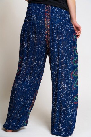 Pantaloni largi albastri mandala