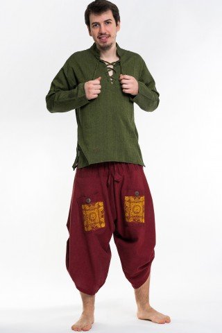 Pantaloni visinii grosi 3/4 cu print mandala