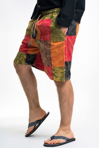 Pantaloni scurti cu patrate multicolore