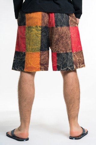 Pantaloni scurti cu patrate multicolore