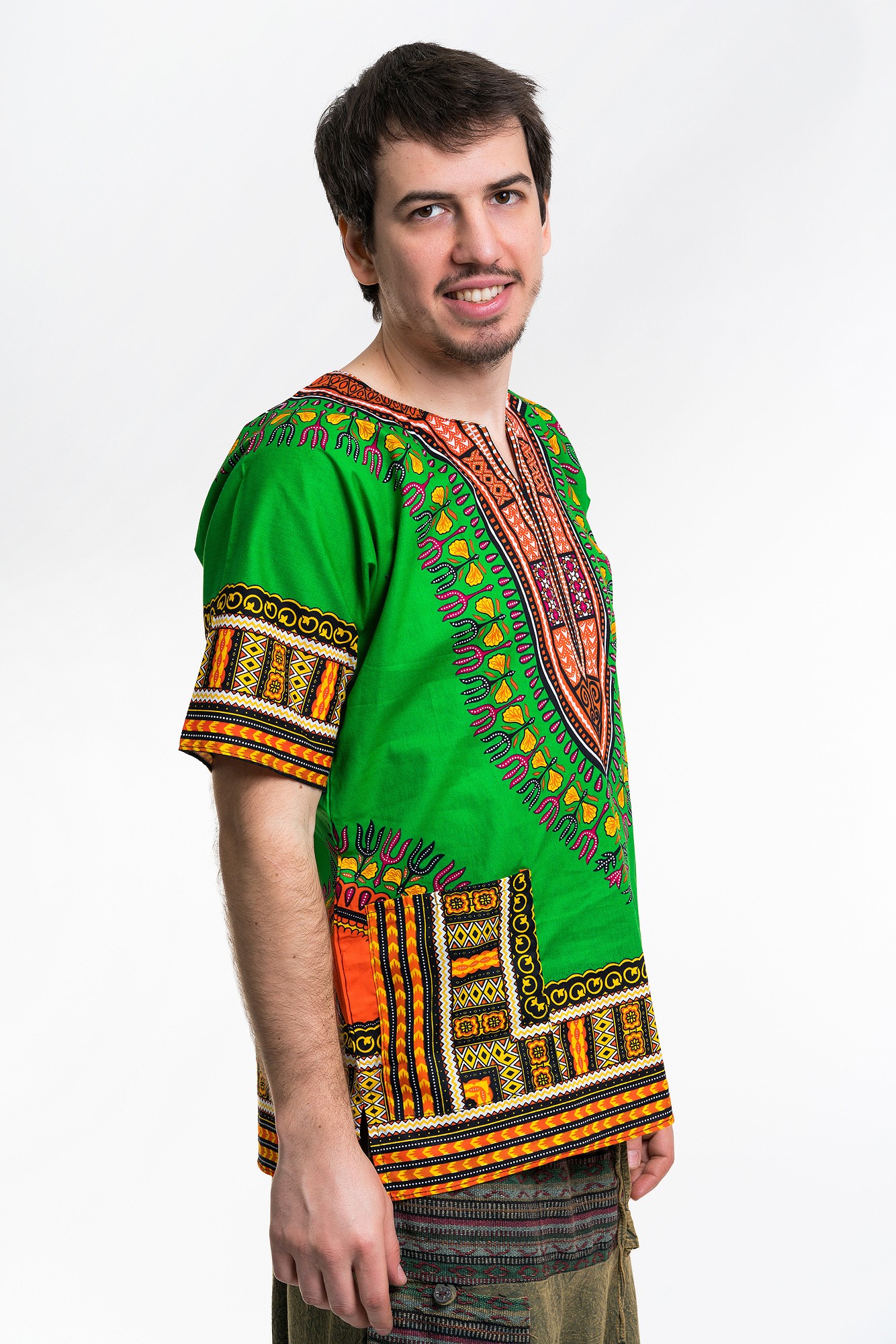 appease Defeated mini Camasa verde unisex cu print african | Boemurban.ro