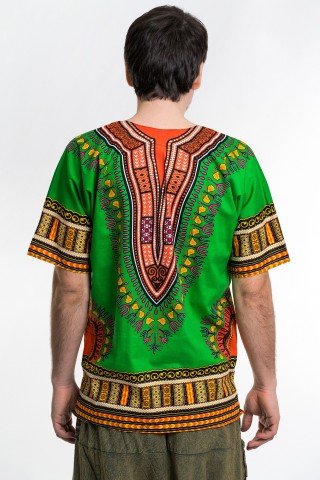 Camasa verde unisex cu print african