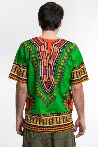 Camasa verde unisex cu print african