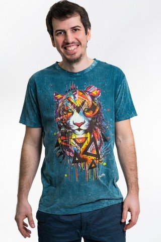 Tricou albastru Colorful Tiger