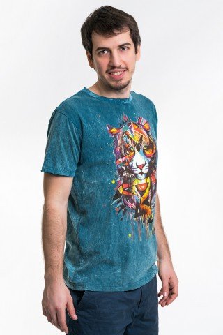 Tricou albastru Colorful Tiger