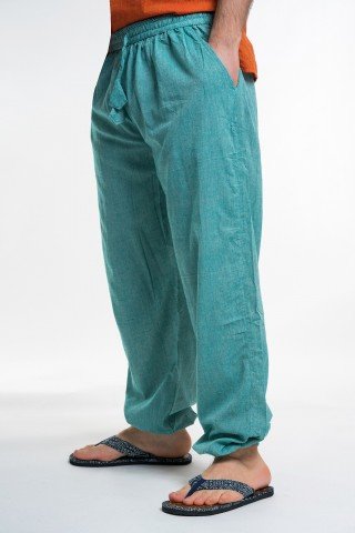 Pantaloni verde deschis cu elastic la glezne