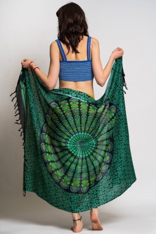 Sarong de plaja pareo cu mandala verde