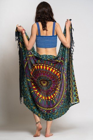 Sarong de plaja pareo cu mandala multicolora