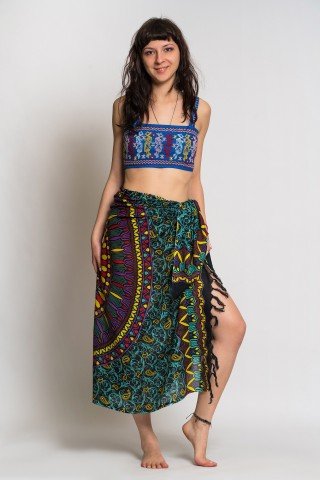 Sarong de plaja pareo cu mandala multicolora