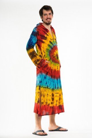 Kaftan tye-dye cu gluga curcubeu