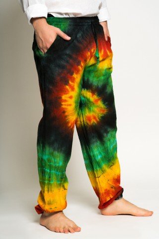 Pantaloni negri tye-dye cu elastic la glezna