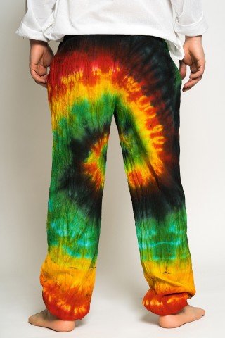 Pantaloni negri tye-dye cu elastic la glezna