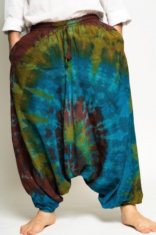 Salvari albastri tye-dye unisex