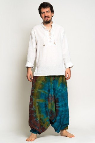 Salvari albastri tye-dye unisex