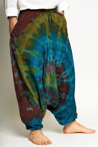 Salvari albastri tye-dye unisex