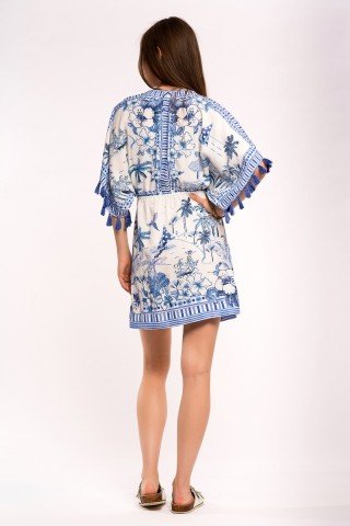 Rochie alba stil poncho Blue Hawaii