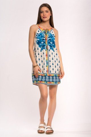 Rochie alba Blue Flowers