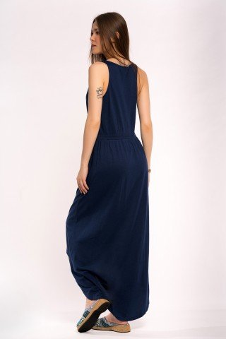 Rochie bleumarin asimetrica lunga