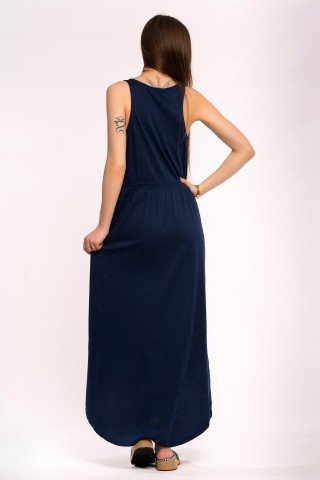 Rochie bleumarin asimetrica lunga