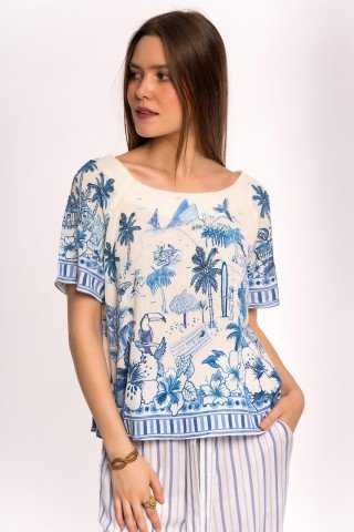 Bluza alba Blue Hawaii