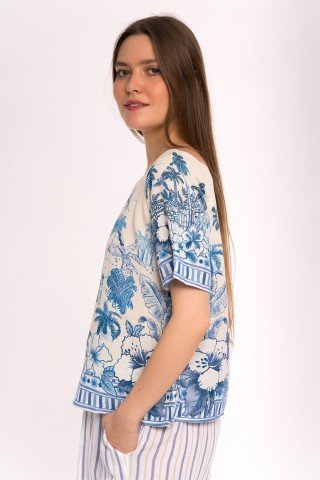 Bluza alba Blue Hawaii