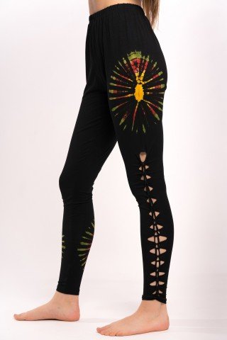 Pantaloni leggings negri tye-dye