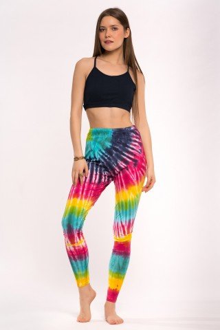 Pantaloni leggings tye-dye curcubeu