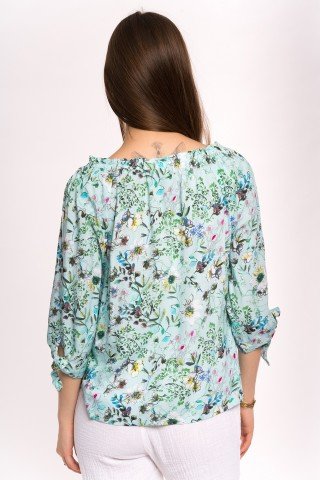 Bluza verde pal cu imprimeu floral multicolor