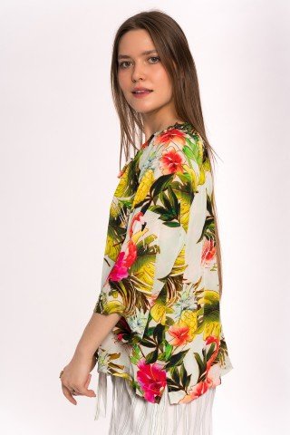 Bluza din matase verde Flamingo