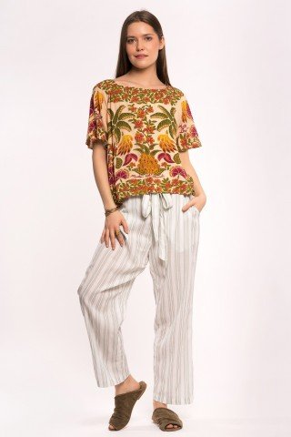 Bluza beige cu print Jungle